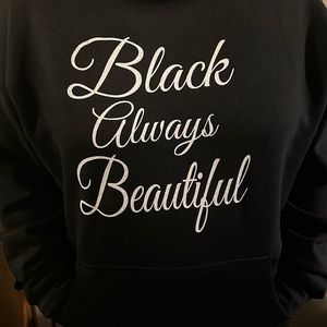 Ladies Black hoodie for the winter months. With White glitter lettering